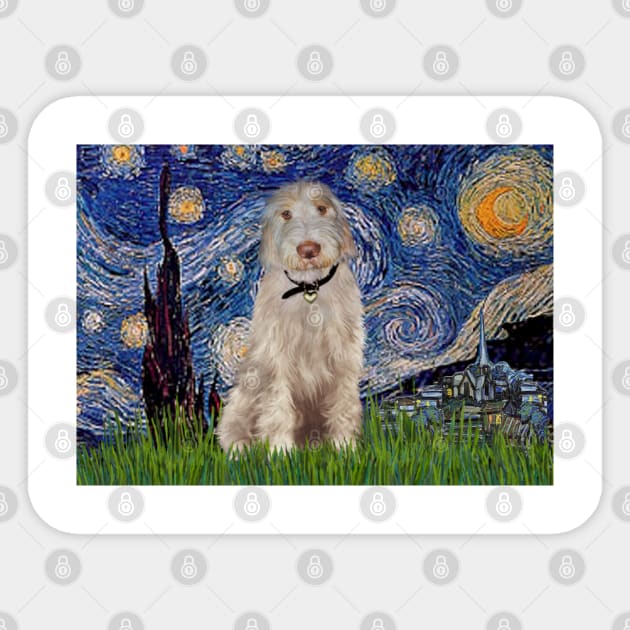 Italian Spinone in Adapted Starry Night (by Van Gogh) Sticker by Dogs Galore and More